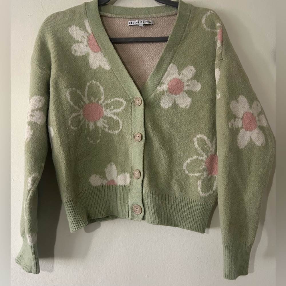 Celebrity Pink Green Floral Cardigan